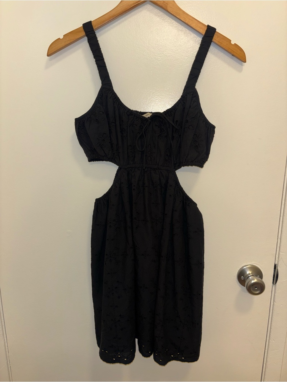 American Eagle Outfitters Black Eyelet Cutout Mini Dress